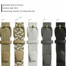 7001 Women's Leather Covered Buckle Woven Elastic Stretch Belt, 1-1/4"" Wide