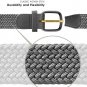 7001 Women's Leather Covered Buckle Woven Elastic Stretch Belt, 1-1/4"" Wide