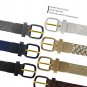 7001 Women's Leather Covered Buckle Woven Elastic Stretch Belt, 1-1/4"" Wide