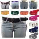 NEW Thick Wide Bonded Leather Belt w/ Removable Silver Buckle 12 Bright Colors!