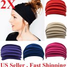 2pcs Elastic Stretch Wide Head band Hairband Running Yoga Turban Women Head mask