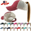 Ponycap Messy High Bun Ponytail Adjustable Mesh Trucker Baseball Cap Hat