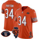 Chicago Bears Walter Payton Orange 2024 F.U.S.E. With 51 Patch Football Jersey