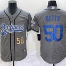Dodgers Mookie Betts Grey Gridiron Cool Baseball Jersey