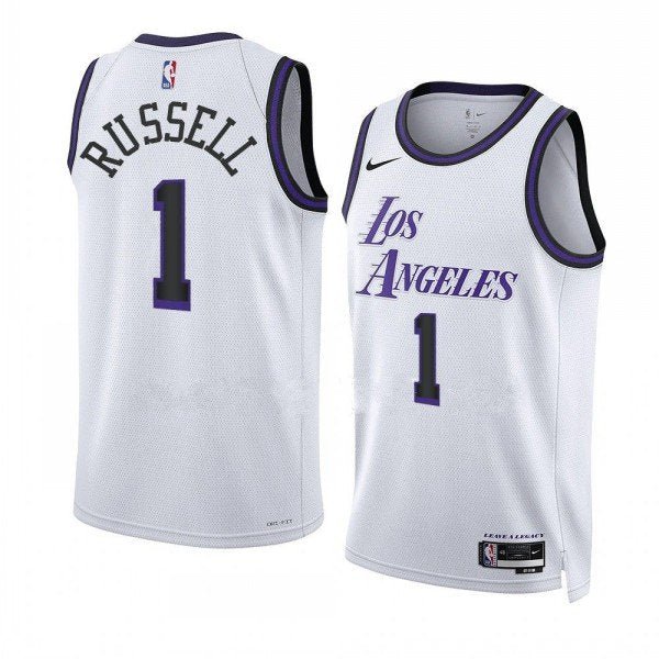 Men & Youth #1 D'Angelo Russell Los Angeles Lakers 2022-23 City Edition White Jersey
