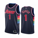 Men & Youth #1 James Harden Philadelphia 75th Diamond Anniversary City Edition Navy Jersey