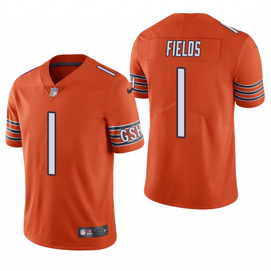 Men & Youth #1 Justin Fields Chicago Color Rush Limited Orange Jersey
