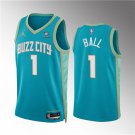 Men & Youth #1 Lamelo Ball Charlotte Hornets 2023/24 City Edition Teal Jersey