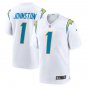 Men & Youth #1 Quentin Johnston Los Angeles Chargers White Game Jersey