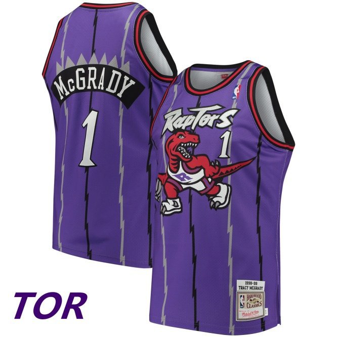 Men & Youth #1 Tracy McGrady Toronto Raptors Throwback Edition Purple Jersey
