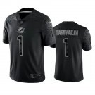 Men & Youth #1 Tua Tagovailoa Miami Dolphins Black Reflective Limited Jersey