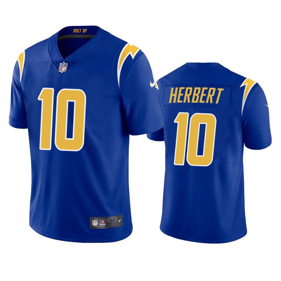 Men & Youth #10 Justin Herbert Los Angeles Alternate Color Rush Limited Blue Jersey