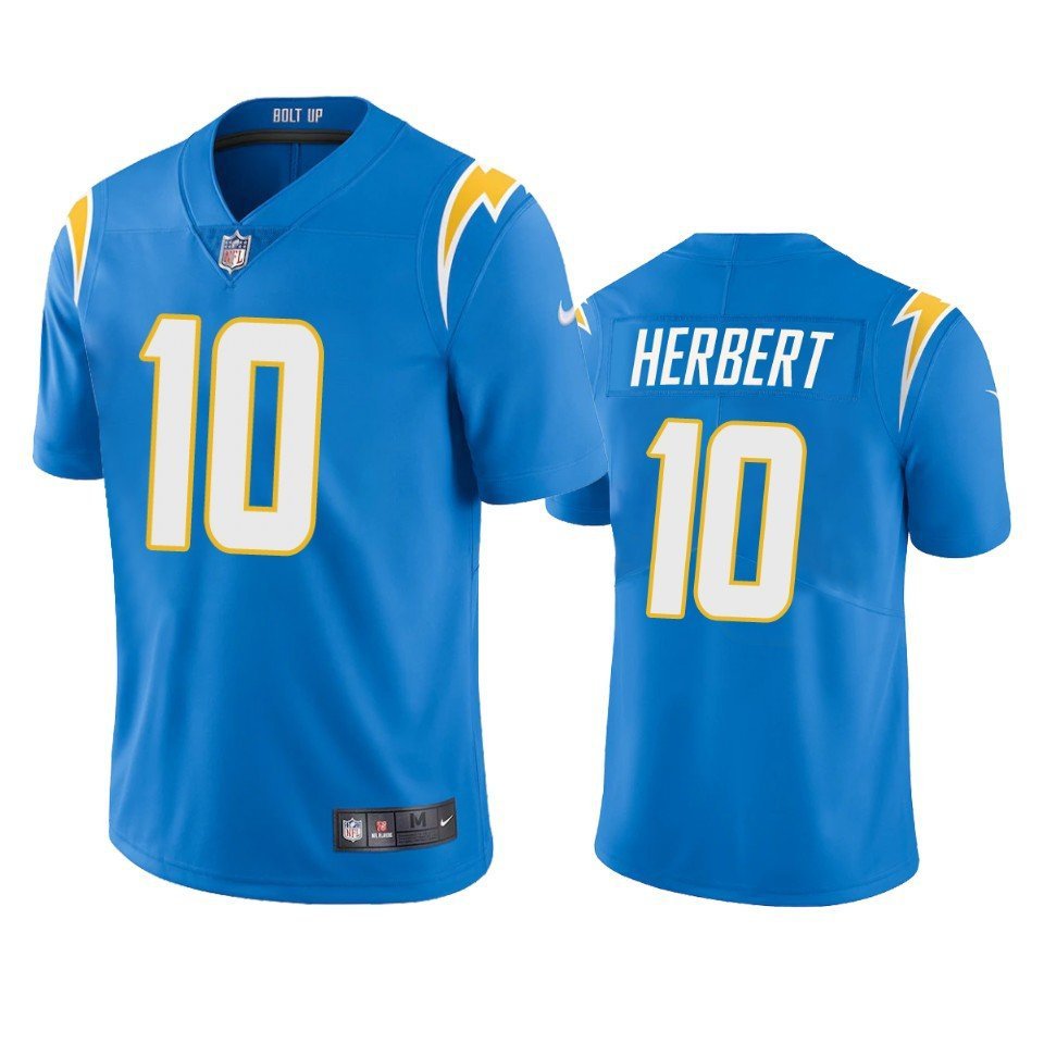 Men & Youth #10 Justin Herbert Los Angeles Color Rush Limited Powder Blue Jersey