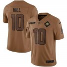 Men & Youth #10 Tyreek Hill Miami Dolphins 2023 Salute to Service Edition Brown Jersey