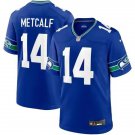 Men & Youth #14 D.K. Metcalf Seattle Seahawks Throwback Game Blue Jersey