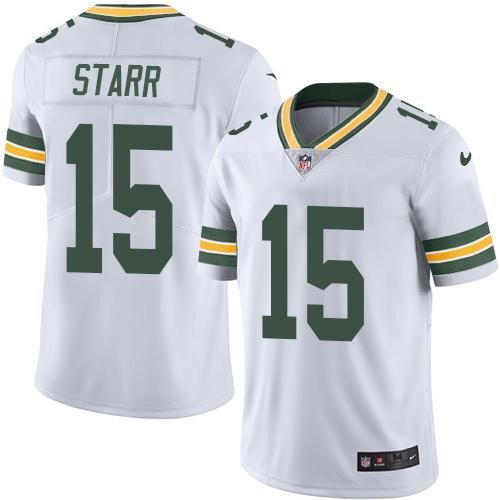 Men & Youth #15 Bart Starr Green Bay Packers Color Rush Vapor Limited White Jersey