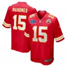 Men & Youth #15 Patrick Mahomes Kansas City Chiefs Super Bowl LVII Patch Limited Red Jersey