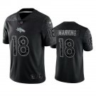 Men & Youth #18 Peyton Manning Denver Broncos Black Reflective Limited Jersey