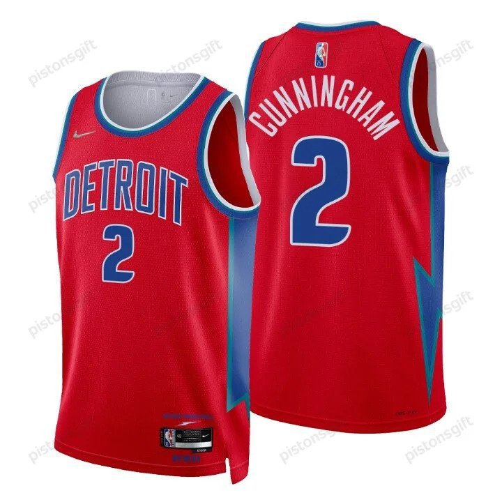 Men & Youth #2 Cade Cunningham Detroit Piston 75th Anniversary City Edition Red Jersey