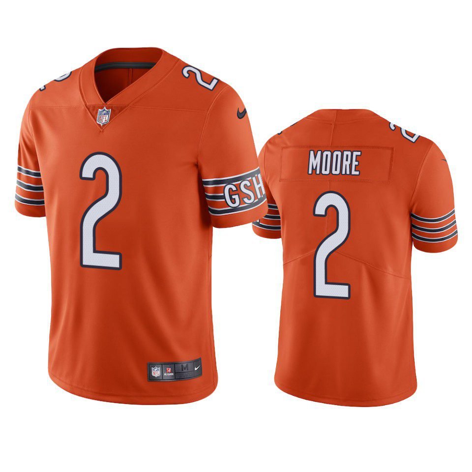 Men & Youth #2 D.J. Moore Chicago Bears Color Rush Vapor Limited Orange Jersey