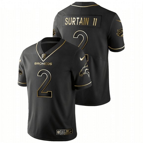 Men & Youth #2 Patrick Surtain II Denver Broncos Black Golden Edition Jersey