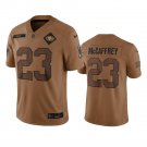 Men & Youth #23 Christian McCaffrey San Francisco 49ers 2023 Salute to Service Brown Jersey