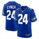 Men & Youth #24 Marshawn Lynch Seattle Seahawks Throwback Gmae Blue Jersey