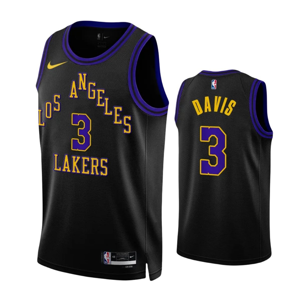 Men & Youth #3 Anthony Davis Los Angeles Lakers 2023-24 City Edition Black Jersey