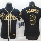 Men & Youth #3 Bryce Harper Philadelphia Phillies Black Golden Edition Jersey