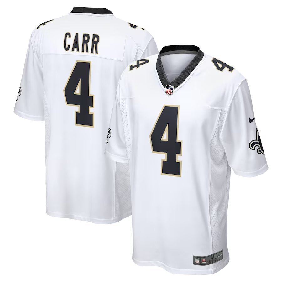 Men & Youth #4 Derek Carr New Orleans Saints Game White Jersey
