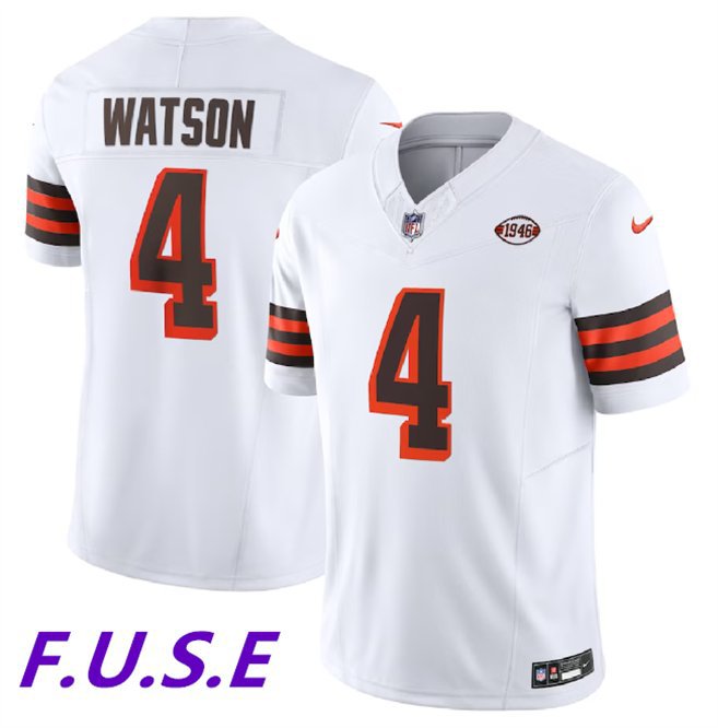 Men & Youth #4 Deshaun Watson Cleveland Browns 1946 Collection Color Rush Limited White Jersey