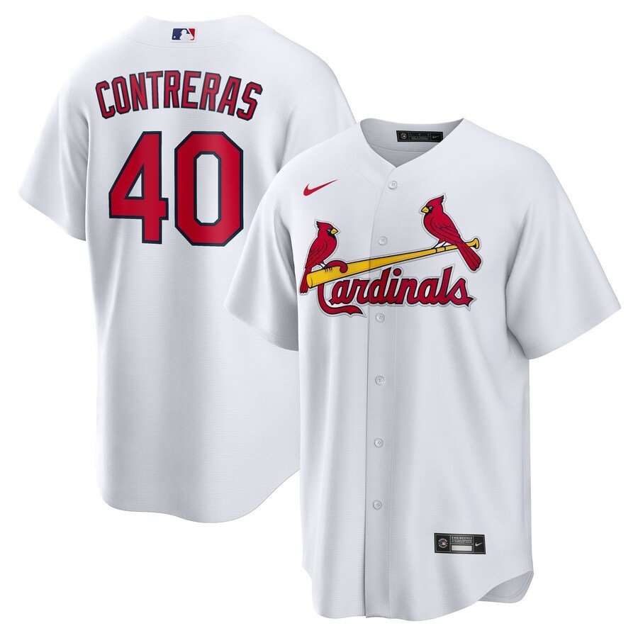 Men & Youth #40 Willson Contreras St. Louis Cardinals White Home Cool Base Jersey