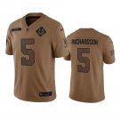 Men & Youth #5 Anthony Richardson Indianapolis Colts 2023 Salute to Service Edition Brown Jersey