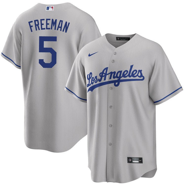 Men & Youth #5 Freddie Freeman Los Angeles Dodgers Gray Road Cool Base Jersey