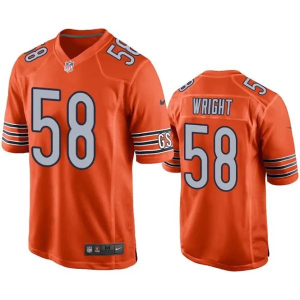 Men & Youth #58 Darnell Wright Chicago Bears Orange Game Jersey