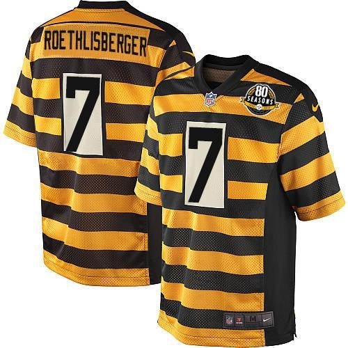 Men & Youth #7 Ben Roethlisberger Pittsburgh Steelers Stripe Bumblebee Yellow Jersey