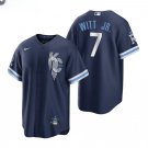 Men & Youth #7 Bobby Witt Jr Kansas City Royals 2022 City Connect Navy Jersey