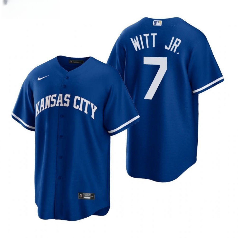 Men & Youth #7 Bobby Witt Jr Kansas City Royals Blue Alternate Cool Base Jersey