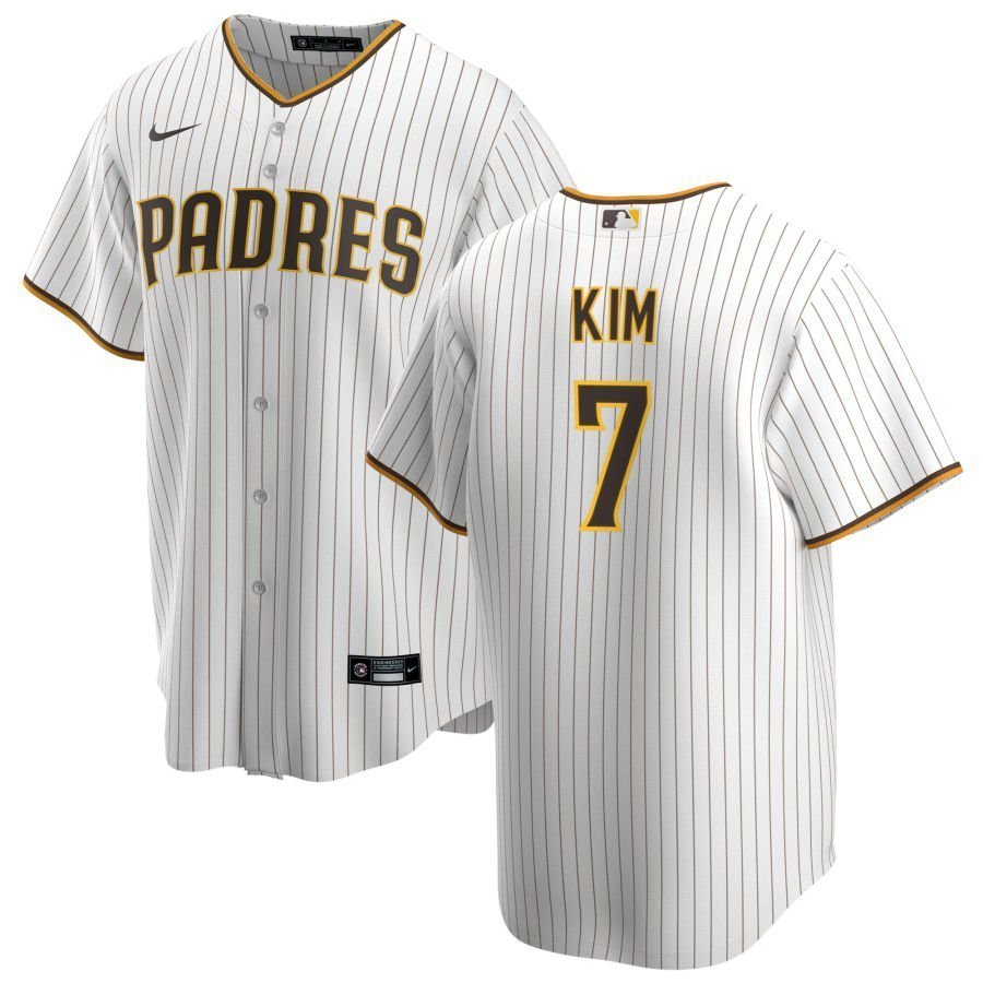 Men & Youth #7 Ha-Seong Kim San Diego Padres White Home Cool Base Jersey