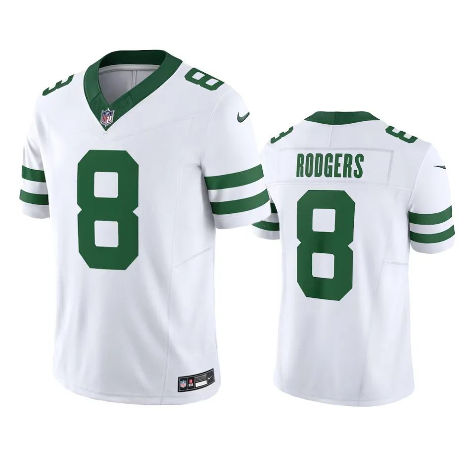 Men & Youth #8 Aaron Rodgers New York Jets White Legacy Limited Jersey