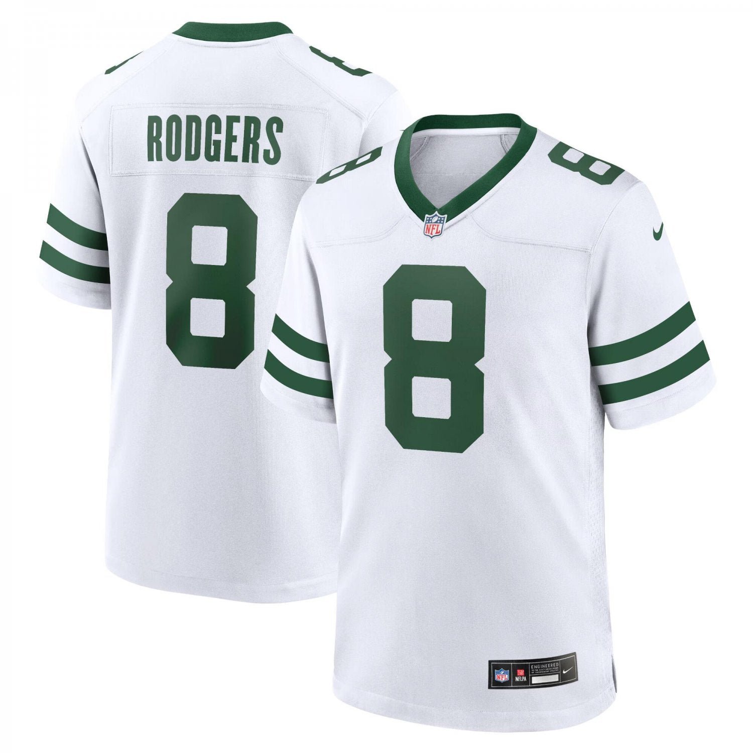 Men & Youth #8 Aaron RodgersNew York Jets Legacy White Jersey