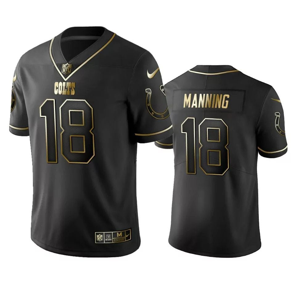 Men & Youth #8 Peyton Manning Indianapolis Colts Black Golden Edition Jersey