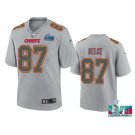 Men & Youth #87 Travis Kelce Kansas City Chiefs Gray Super Bowl LVII Atmosphere Jersey
