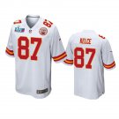 Men & Youth #87 Travis Kelce Kansas City Chiefs Super Bowl LVII Patch Limited White Jersey