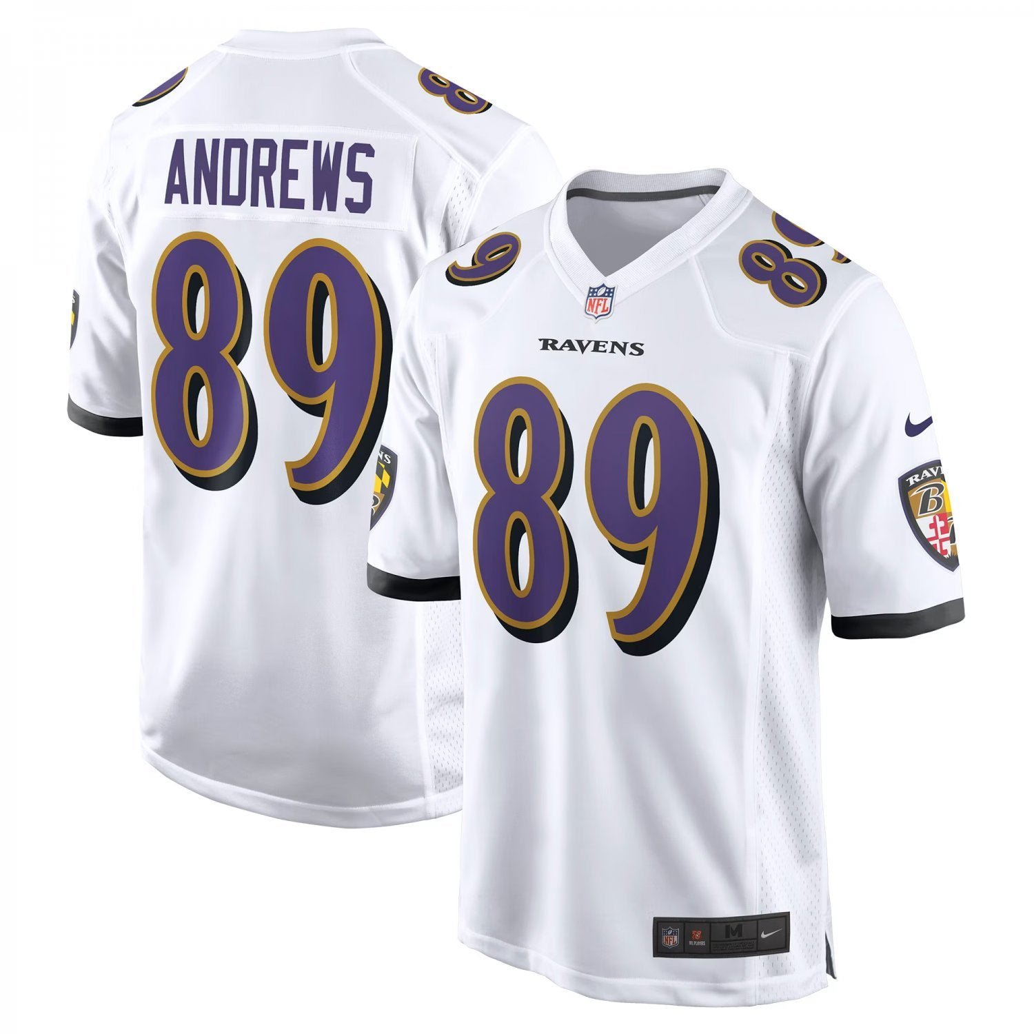 Men & Youth #89 Mark Andrews Baltimore Ravens White Game Jersey