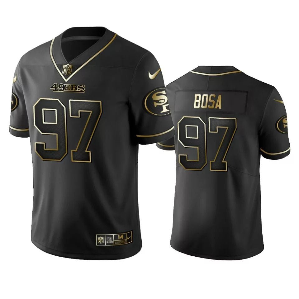 Men & Youth #97 Nick Bosa San Francisco 49ers Black Golden Edition Jersey