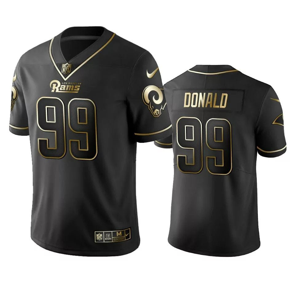 Men & Youth #99 Aaron Donald Los Angeles Rams Black Golden Edition Jersey