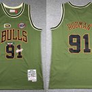 Men Bulls #91 Dennis Rodman Basketball Jersey Green