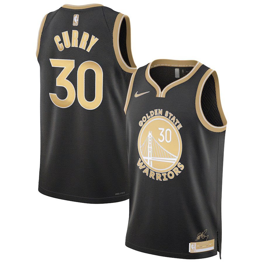Men Golden State Warriors #30 Stephen Curry 2024 Basketball Stitched Jersey Black Gold