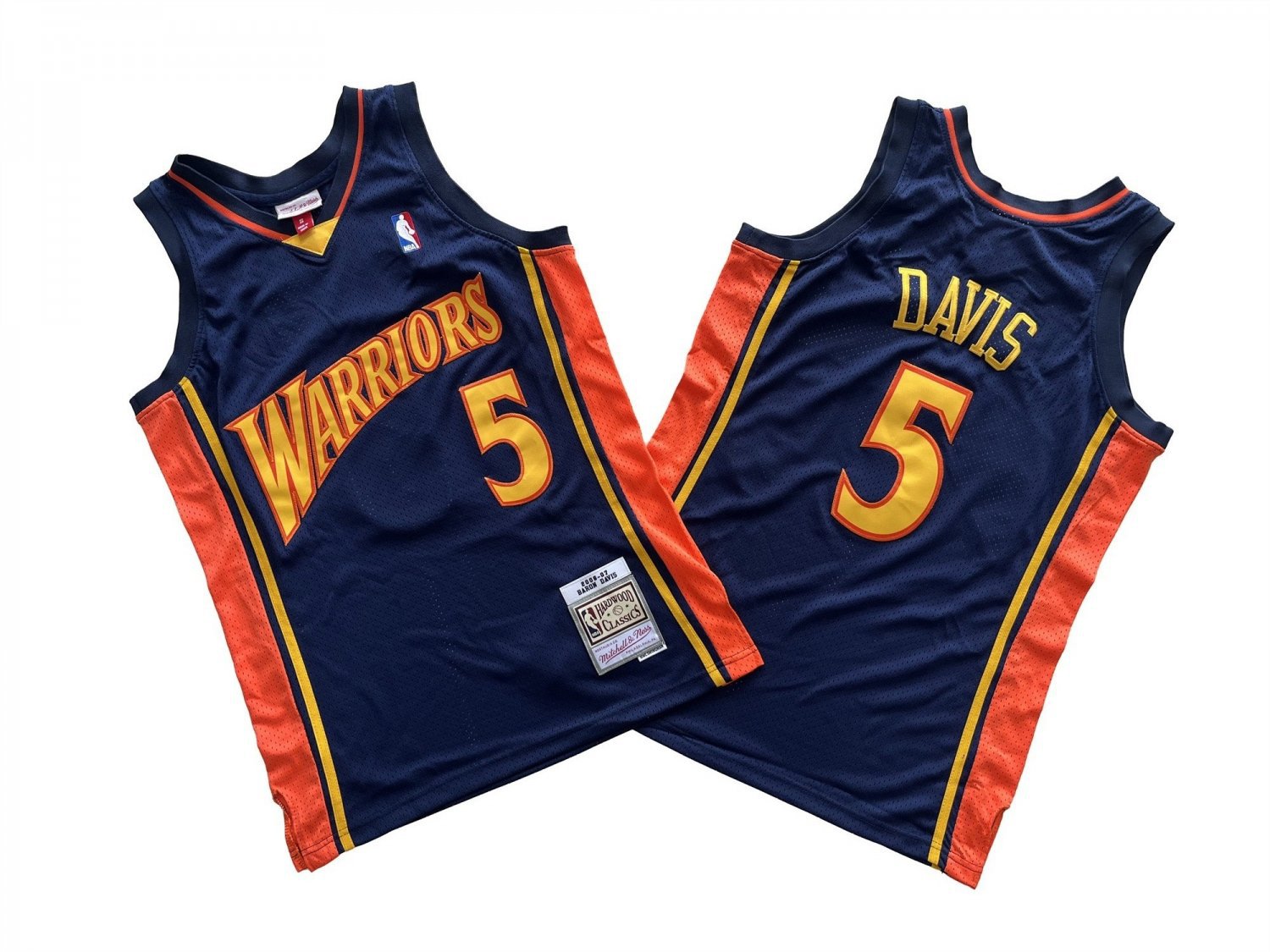 Men Warriors #5 Baron Davis Mitchell Ness Basketball Jersey Black